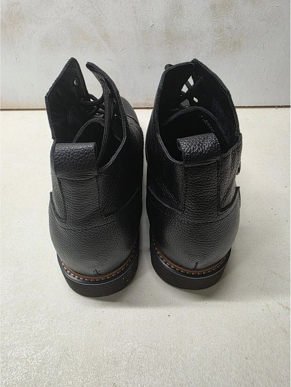 CALTO Y42071 Mens Size 10 Black Leather Elevator Boots 2.8” Height Increase